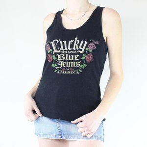 Lucky Brand Black Vintage 90s/Y2K Grunge Tank Top